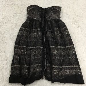 Anthropologie women’s black lace strapless dress evening dress size 0